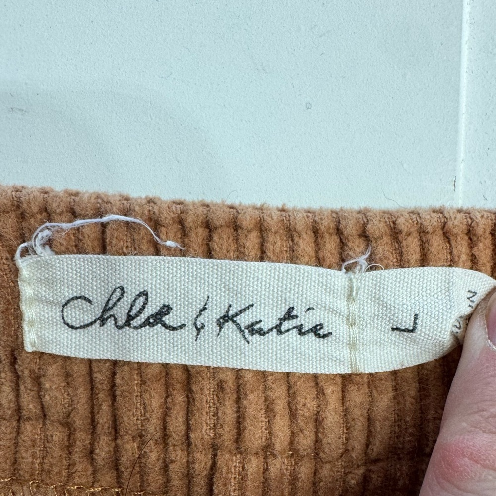 Chloe & Katie Women’s Sz L Khaki Corduroy Button Up Mini Skirt Cotton Pockets - Picture 2 of 5